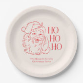 ヴィンテージ サンタ "Ho Ho Ho" クリスマス ペーパープレート (正面)