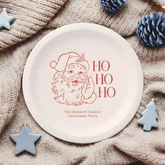 ヴィンテージ サンタ "Ho Ho Ho" クリスマス ペーパープレート