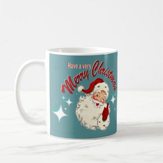 ヴィンテージ サンタ No. 4 - メリークリスマス コーヒーマグカップ (左)