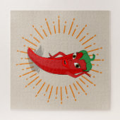 ヴィンテージ サンバースト ドローイングの赤い唐辛子 ディーバ ジグソーパズル (横)