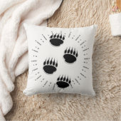 ヴィンテージ・サン・バースト付き漫画のクマの前足トラック クッション (ブランケット)