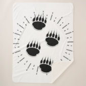 ヴィンテージ・サン・バースト付き漫画のクマの前足トラック シェルパブランケット (正面)