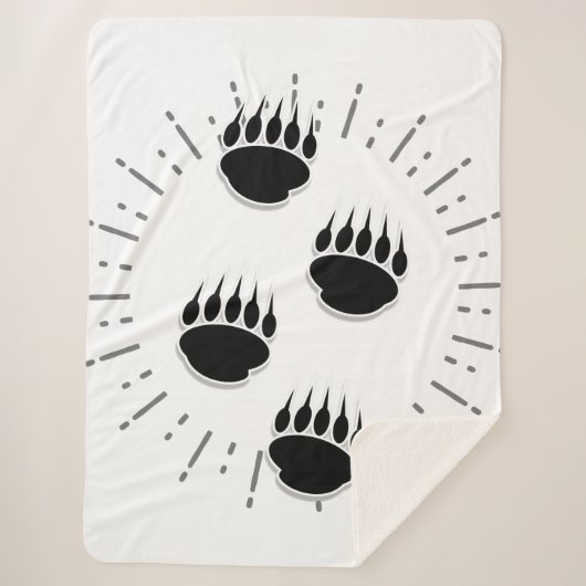 ヴィンテージ・サン・バースト付き漫画のクマの前足トラック シェルパブランケット (正面)