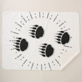 ヴィンテージ・サン・バースト付き漫画のクマの前足トラック シェルパブランケット (正面(横))