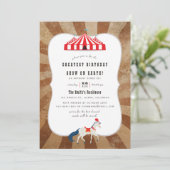 ヴィンテージ サーカスをテーマにした誕生日パーティー 招待状 (スタンド正面)