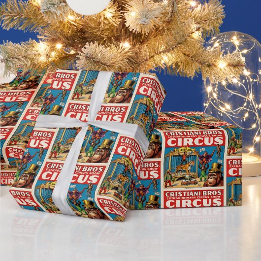 ヴィンテージ サーカスポスター包装紙 レトロ ラッピングペーパー (クリスマス)
