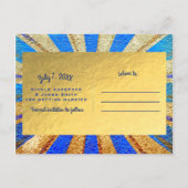 ヴィンテージ サーカス カーニバル ロイヤルブルー ゴールド フォイル パーティ 案内ポストカード (裏面)