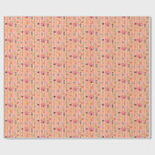 ヴィンテージ·サーカス·ショー·オン·オレンジ·ホワイトストライプの ラッピングペーパー (フラット)