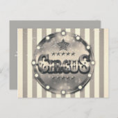 ヴィンテージ サーカス ストライプ セイブ ザ デート パーティー 案内ポストカード (正面/裏面)