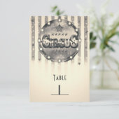 ヴィンテージ サーカス ストライプ パーティー テーブル ナンバー 招待状 (スタンド正面)