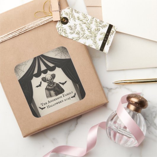 ヴィンテージ サーカス | ハント カーナバル テーマ ハロウィン スクエアシール (ギフト)