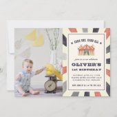 ヴィンテージ サーカス フォト バースデー パーティー 招待状 (正面)