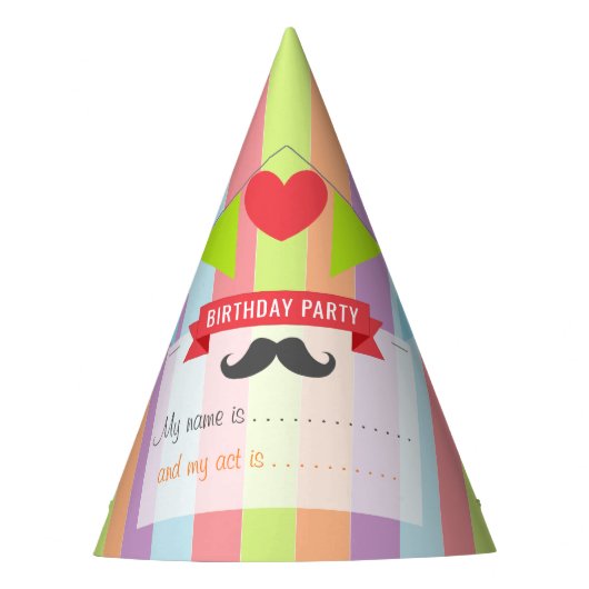 ヴィンテージ サーカス ポスター 子供の誕生日 パーティーハット (正面)