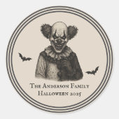 ヴィンテージ サーカス | 呪われたカーニバル テーマ ハロウィン ラウンドシール (正面)