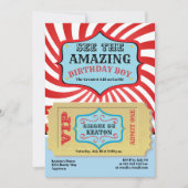 ヴィンテージ サーカス 誕生日パーティー 招待状 (正面)