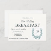 ヴィンテージ サージュグリーン フレンチリース 朝食の招待状 出欠カード (正面/裏面)