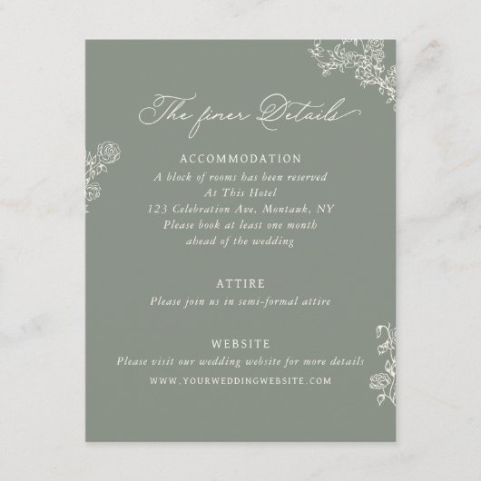 ヴィンテージ サージュ フラワーの結婚式 詳細 封入カード エンクロージャーカード (正面)