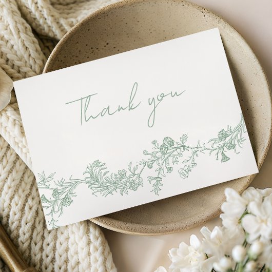 ヴィンテージ サージュ フラワー ウェディング サンクス カード