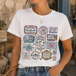 ヴィンテージ サーディン コラージュ フィッシャーマンコア グラフィック Tシャツ