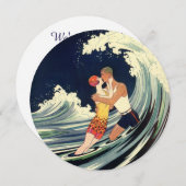 ヴィンテージ サーファーのキス ウェーブ チェンジ オブ アドレス 案内状 (正面/裏面)