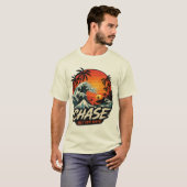 ヴィンテージ サーフ サンセット & 海の波 コースタル アート Tシャツ (正面フル)