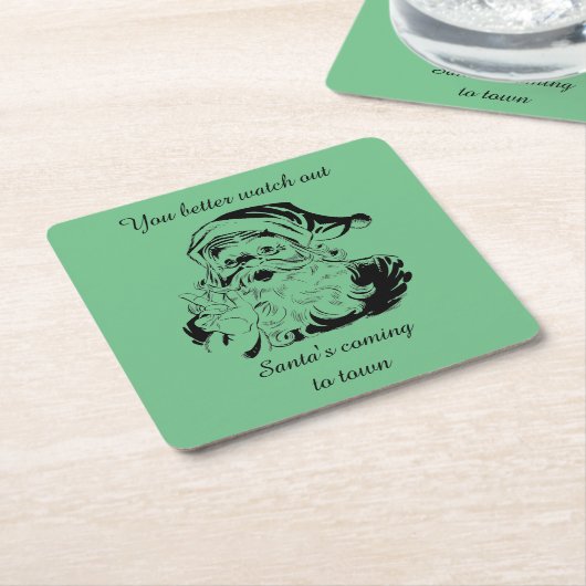 ヴィンテージ・サ来ンタズ・トゥ・タウン スクエアペーパーコースター (アングル)