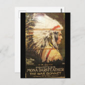 ヴィンテージ・ザ・ウォー・ボンネット1914年映画 ポストカード (正面/裏面)