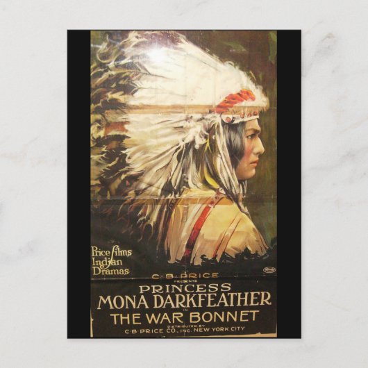 ヴィンテージ・ザ・ウォー・ボンネット1914年映画 ポストカード (正面)
