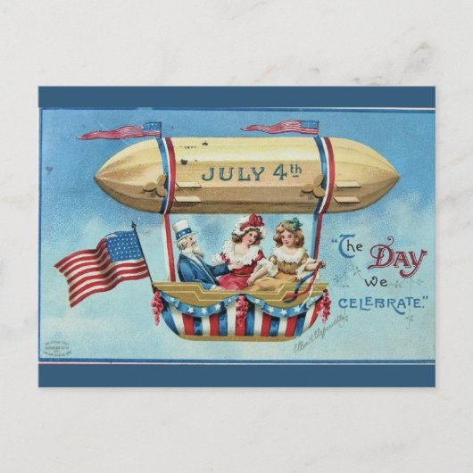ヴィンテージ·ザ·デイ·祝ウ·7月4日 ポストカード (正面)