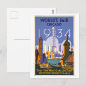 ヴィンテージ シカゴ万国博覧会ポスター (1934) ポストカード (正面/裏面)