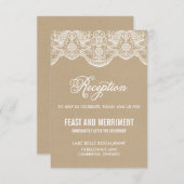 ヴィンテージ シックなブロケードレース ウェディング レセプション カード (正面/裏面)