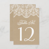 ヴィンテージ シックなブロケードレース テーブルナンバーカード 招待状 (正面/裏面)