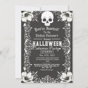 ヴィンテージ シック ゴシック ダーク ハロウィン コスチューム パーティー 招待状