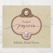 ヴィンテージ シック パールとプロセッコの結婚前お祝い スパークリングワインラベル (シングルラベル)