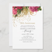 ヴィンテージ シック フラワー 50周年 結婚記念日 招待状 (正面)