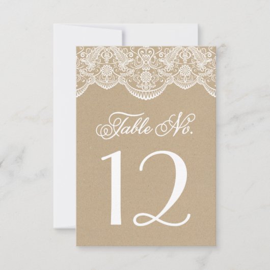ヴィンテージ シック ブロケードレース テーブルナンバーカード 招待状 (正面)
