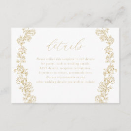 ヴィンテージ シノワズリー ゴールド リース ウェディング ディテール エンクロージャーカード