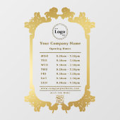 ヴィンテージ シャイニー ゴールド カンパニー ロゴ QRコード 営業時間 ウィンドウサイン (シート)