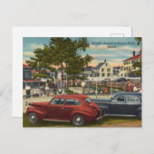 ヴィンテージ・シャッフル・ボード、海・パーク、メイン・カーズ ポストカード (正面/裏面)