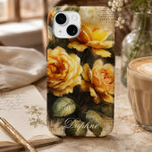 ヴィンテージ シャビーシック イエローローズ 名前入り Case-Mate iPhoneケース