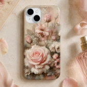 ヴィンテージ シャビーシック パステルピンクのバラ Case-Mate iPhoneケース