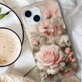 ヴィンテージ シャビーシック パステルピンクのバラ Case-Mate iPhoneケース