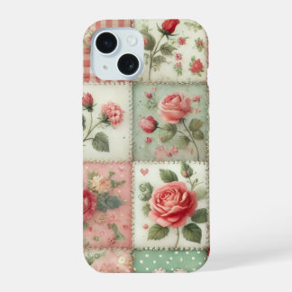 ヴィンテージ シャビーシック パッチワーク フラワー iPhoneケース iPhone 15ケース