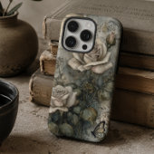 ヴィンテージ シャビーシック 白いバラと蝶々 Case-Mate iPhoneケース
