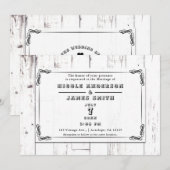 ヴィンテージ シャビーシック 白い木の納屋の結婚式 招待状 (正面/裏面)