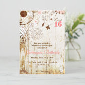 ヴィンテージ シャビー シック フラワー スウィート16 招待状 (スタンド正面)
