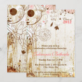 ヴィンテージ シャビー シック フローラル 卒業式 招待状 (正面/裏面)