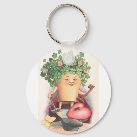 ヴィンテージ シャムロック ハートとキー セントパトリックデー キーホルダー (正面)