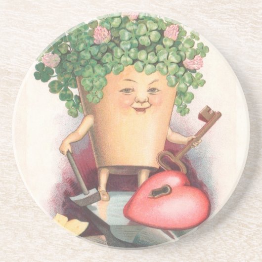 ヴィンテージ シャムロック ハートとキー セントパトリックデー コースター (正面)