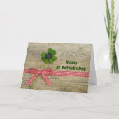 ヴィンテージ シャムロック リボン ウッド セイント パトリック デー シーズンカード (正面)